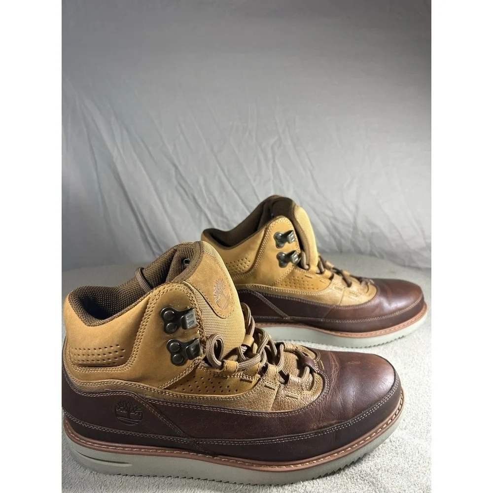 Timberland Boots Mens Size 10 Brown Leather Suede Chukka Wedge Sole Shoes A1HHL